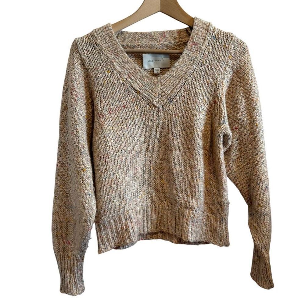 Brochu Walker Chunky Knit V Neck Sweater Size S